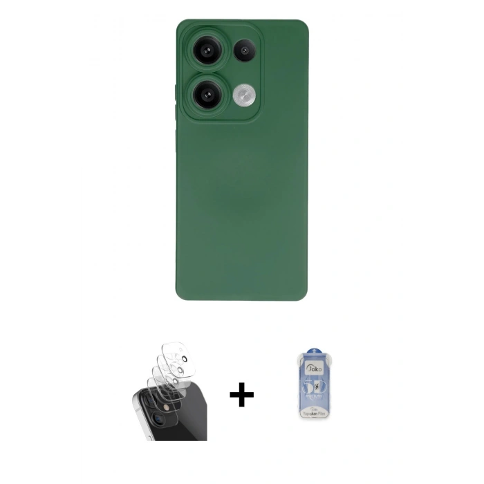 MARSİLYAN™- Redmi Note 13 Pro 4G Kılıf Ahenk Serisi - Siyah Joko Magic 5D Cam + Kamera Lens Koruma Cam - SF