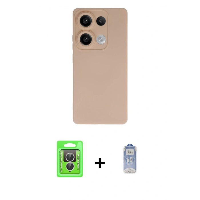 MARSİLYAN™- Redmi Note 13 Pro 4G Kılıf Ahenk Serisi - Siyah Joko Magic 5D Cam + Raze Metal Kamera Lens - GS