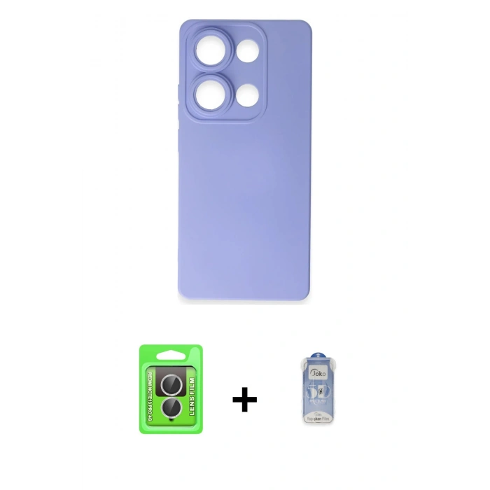 MARSİLYAN™- Redmi Note 13 Pro 4G Kılıf Ahenk Serisi - Siyah Joko Magic 5D Cam + Raze Metal Kamera Lens - GS
