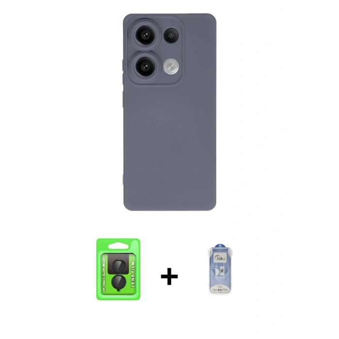 MARSİLYAN™- Redmi Note 13 Pro 4G Kılıf Ahenk Serisi - Siyah Joko Magic 5D Cam + Raze Metal Kamera Lens - SH