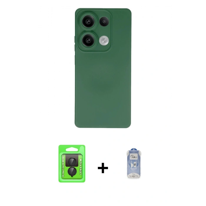 MARSİLYAN™- Redmi Note 13 Pro 4G Kılıf Ahenk Serisi - Siyah Joko Magic 5D Cam + Raze Metal Kamera Lens - SH