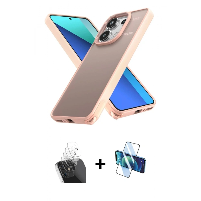 MARSİLYAN™- Redmi Note 13 Pro 4G Kılıf Atlas Form - Siyah 3D Antistatik Seramik Nano Ekran Koruyucu + Kamera Lens Koruma Cam - SF