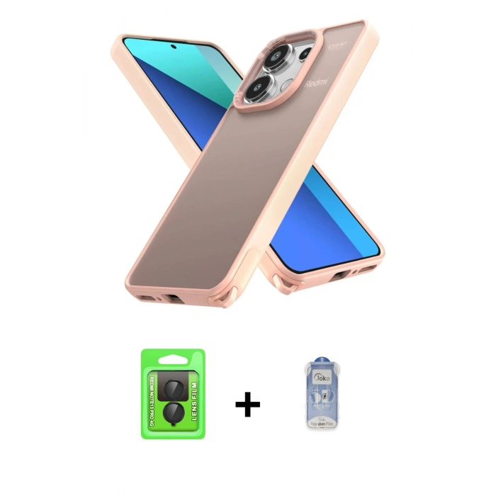 MARSİLYAN™- Redmi Note 13 Pro 4G Kılıf Atlas Form - Siyah Joko Magic 5D Cam + Raze Metal Kamera Lens - SH