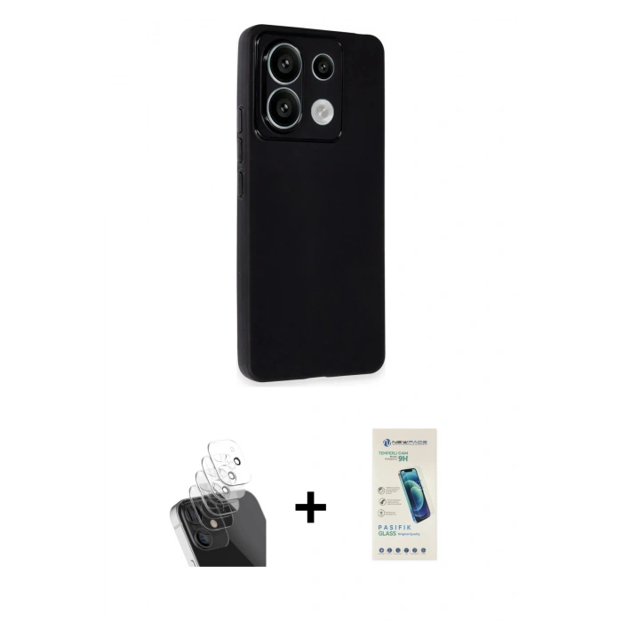MARSİLYAN™- Redmi Note 13 Pro 4G Kılıf Atlas Minimal Prime - Şeffaf Pasifik Cam Ekran Koruyucu + Kamera Lens Koruma Cam - SF