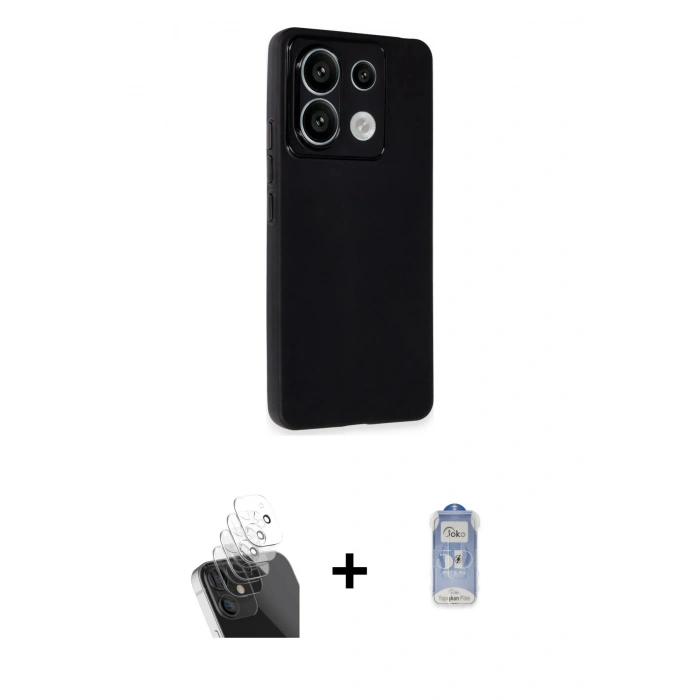 MARSİLYAN™- Redmi Note 13 Pro 4G Kılıf Atlas Minimal Prime - Siyah Joko Magic 5D Cam + Kamera Lens Koruma Cam - SF
