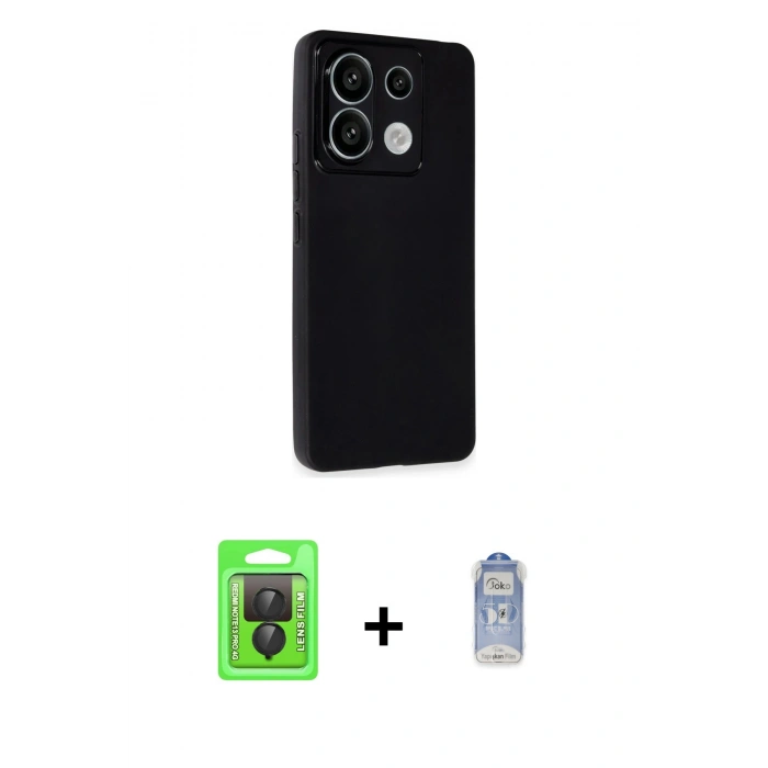 MARSİLYAN™- Redmi Note 13 Pro 4G Kılıf Atlas Minimal Prime - Siyah Joko Magic 5D Cam + Raze Metal Kamera Lens - SH