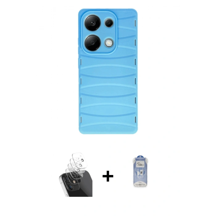 MARSİLYAN™- Redmi Note 13 Pro 4G Kılıf Doruk Form Serisi - Siyah Joko Magic 5D Cam + Kamera Lens Koruma Cam - SF