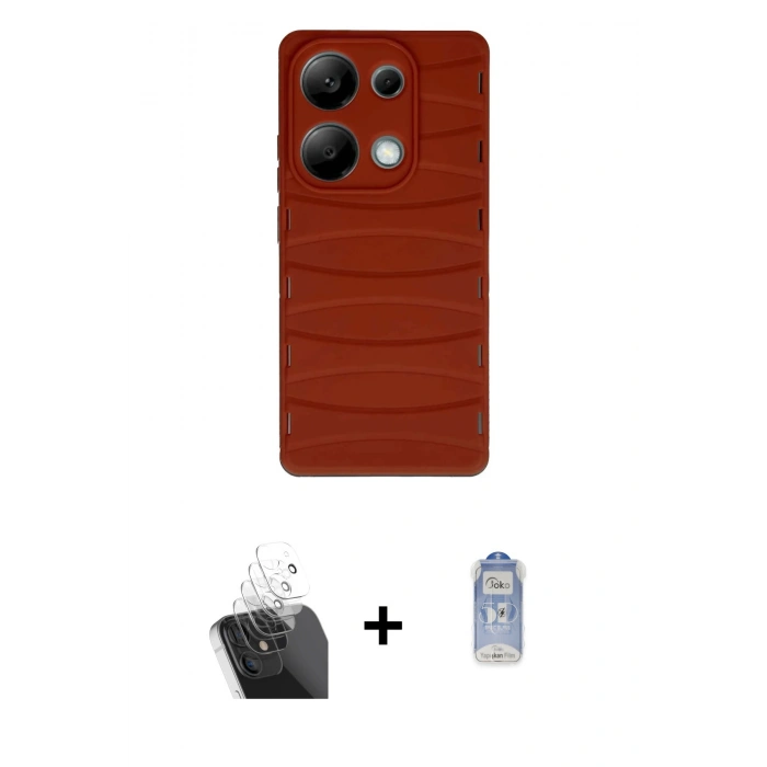 MARSİLYAN™- Redmi Note 13 Pro 4G Kılıf Doruk Form Serisi - Siyah Joko Magic 5D Cam + Kamera Lens Koruma Cam - SF