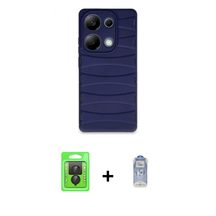 MARSİLYAN™- Redmi Note 13 Pro 4G Kılıf Doruk Form Serisi - Siyah Joko Magic 5D Cam + Raze Metal Kamera Lens - SH