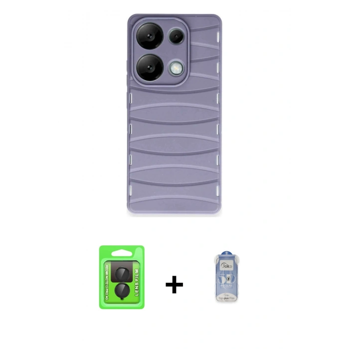 MARSİLYAN™- Redmi Note 13 Pro 4G Kılıf Doruk Form Serisi - Siyah Joko Magic 5D Cam + Raze Metal Kamera Lens - SH