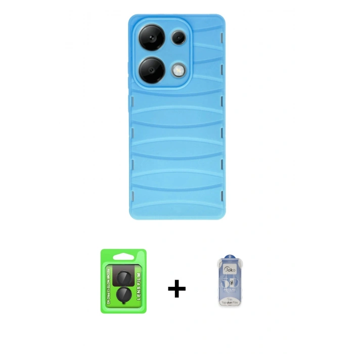 MARSİLYAN™- Redmi Note 13 Pro 4G Kılıf Doruk Form Serisi - Siyah Joko Magic 5D Cam + Raze Metal Kamera Lens - SH