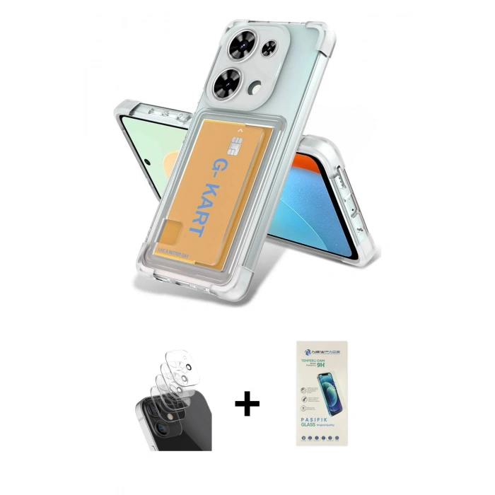 MARSİLYAN™- Redmi Note 13 Pro 4G Kılıf Doruk Klasik Koleksiyonu - Şeffaf Pasifik Cam Ekran Koruyucu + Kamera Lens Koruma Cam - SF