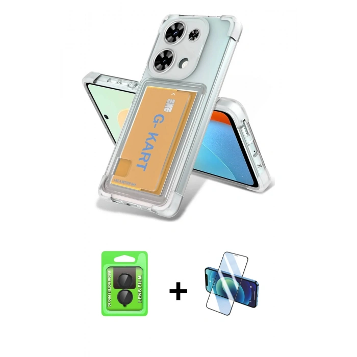 MARSİLYAN™- Redmi Note 13 Pro 4G Kılıf Doruk Klasik Koleksiyonu - Siyah 3D Antistatik Seramik Nano Ekran Koruyucu + Raze Metal Kamera Lens - SH
