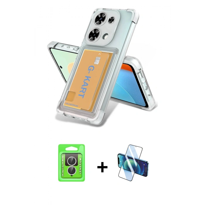 MARSİLYAN™- Redmi Note 13 Pro 4G Kılıf Doruk Klasik Koleksiyonu - Siyah 3D Antistatik Seramik Nano Ekran Koruyucu + Raze Metal Kamera Lens - GS