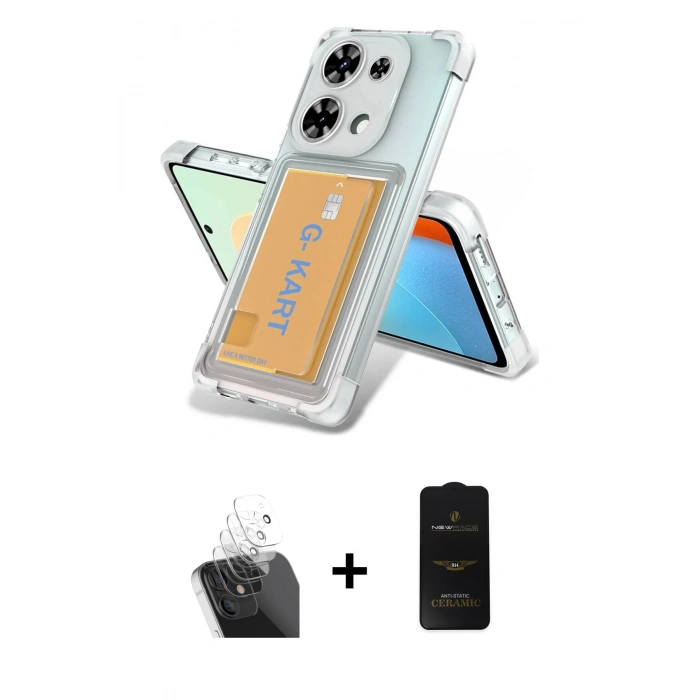MARSİLYAN™- Redmi Note 13 Pro 4G Kılıf Doruk Klasik Koleksiyonu - Siyah 6D Antistatik Mat Seramik Hayalet Nano Ekran Koruyucu + Kamera Lens Koruma Cam - SF