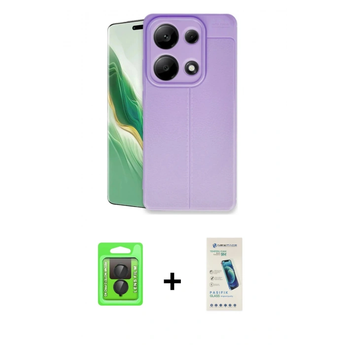MARSİLYAN™- Redmi Note 13 Pro 4G Kılıf Doruk Klasik Özel Seri - Şeffaf Pasifik Cam Ekran Koruyucu + Raze Metal Kamera Lens - SH