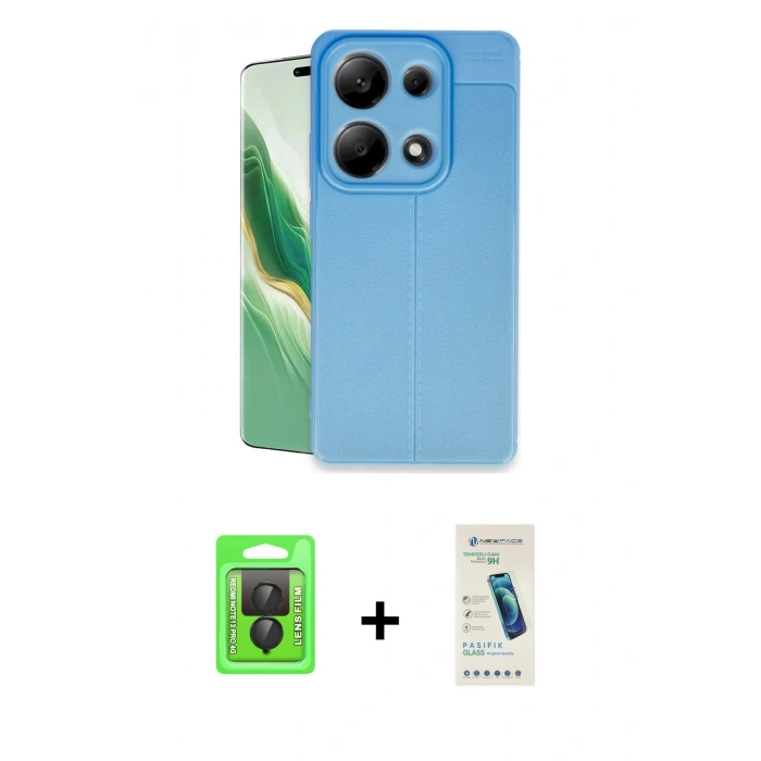 MARSİLYAN™- Redmi Note 13 Pro 4G Kılıf Doruk Klasik Özel Seri - Şeffaf Pasifik Cam Ekran Koruyucu + Raze Metal Kamera Lens - SH