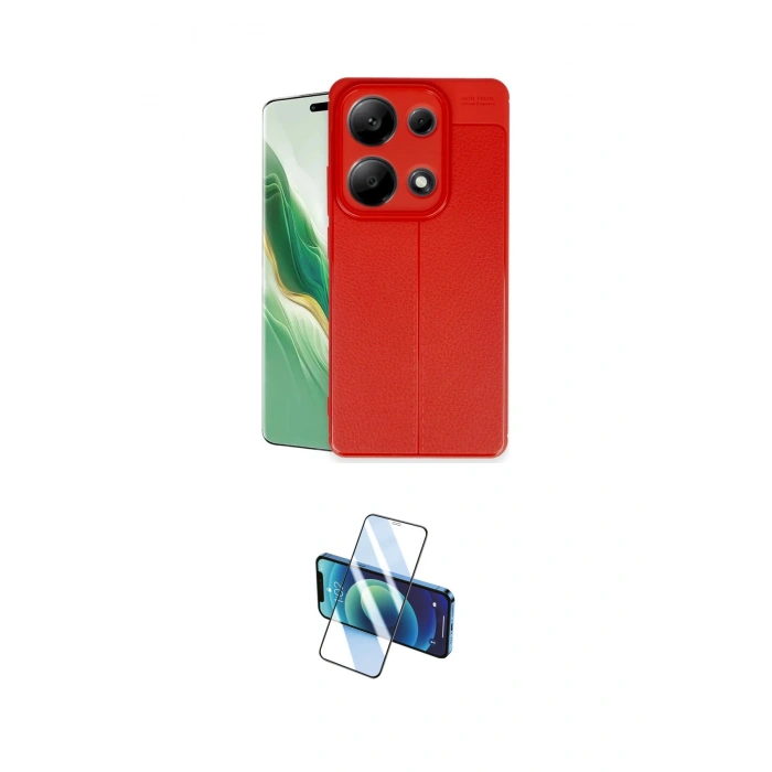 MARSİLYAN™- Redmi Note 13 Pro 4G Kılıf Doruk Klasik Özel Seri - Siyah 3D Antistatik Cam Ekran Koruyucu