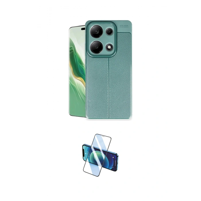 MARSİLYAN™- Redmi Note 13 Pro 4G Kılıf Doruk Klasik Özel Seri - Siyah 3D Antistatik Cam Ekran Koruyucu