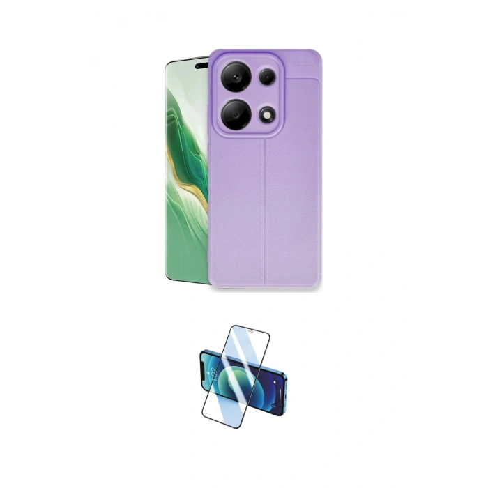 MARSİLYAN™- Redmi Note 13 Pro 4G Kılıf Doruk Klasik Özel Seri - Siyah 3D Antistatik Cam Ekran Koruyucu