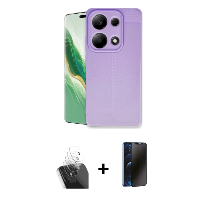 MARSİLYAN™- Redmi Note 13 Pro 4G Kılıf Doruk Klasik Özel Seri - Siyah 3D Antistatik Hayalet Cam Ekran Koruyucu + Kamera Lens Koruma Cam - SF