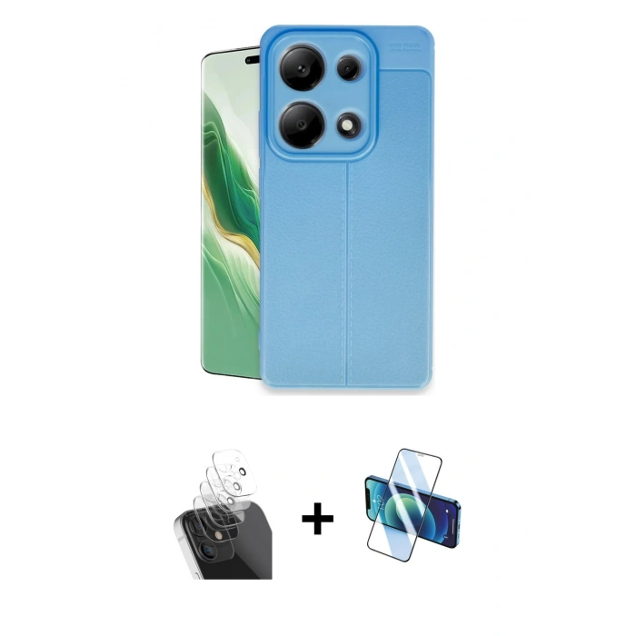MARSİLYAN™- Redmi Note 13 Pro 4G Kılıf Doruk Klasik Özel Seri - Siyah 3D Antistatik Seramik Nano Ekran Koruyucu + Kamera Lens Koruma Cam - SF