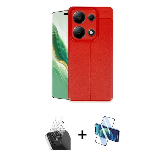 MARSİLYAN™- Redmi Note 13 Pro 4G Kılıf Doruk Klasik Özel Seri - Siyah 3D Antistatik Seramik Nano Ekran Koruyucu + Kamera Lens Koruma Cam - SF