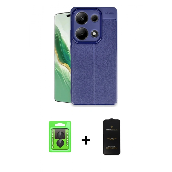 MARSİLYAN™- Redmi Note 13 Pro 4G Kılıf Doruk Klasik Özel Seri - Siyah 6D Antistatik Mat Seramik Hayalet Nano Ekran Koruyucu + Raze Metal Kamera Lens - SH