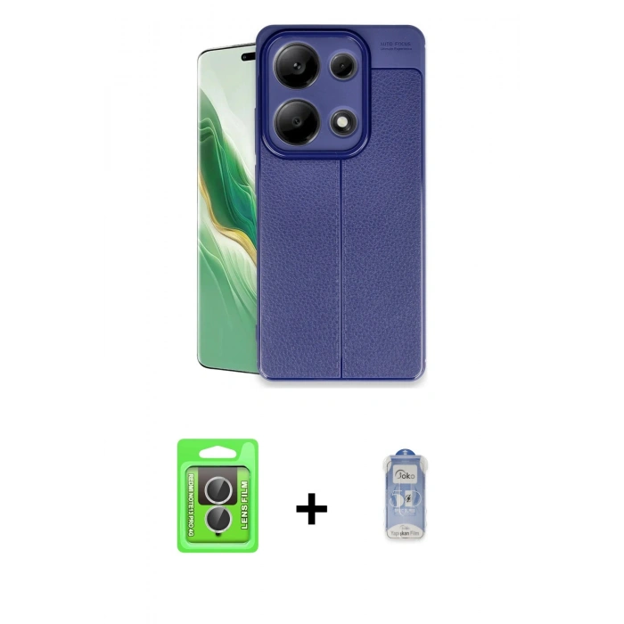 MARSİLYAN™- Redmi Note 13 Pro 4G Kılıf Doruk Klasik Özel Seri - Siyah Joko Magic 5D Cam + Raze Metal Kamera Lens - GS