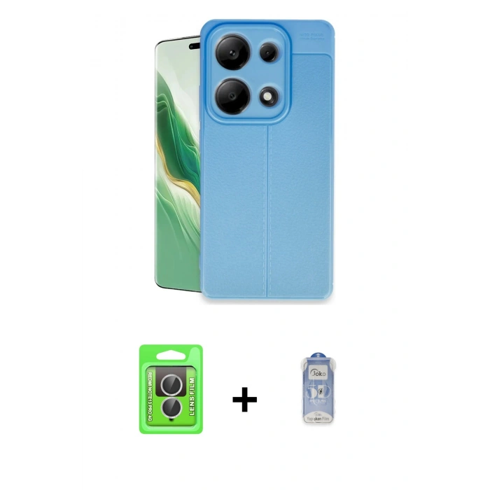 MARSİLYAN™- Redmi Note 13 Pro 4G Kılıf Doruk Klasik Özel Seri - Siyah Joko Magic 5D Cam + Raze Metal Kamera Lens - GS