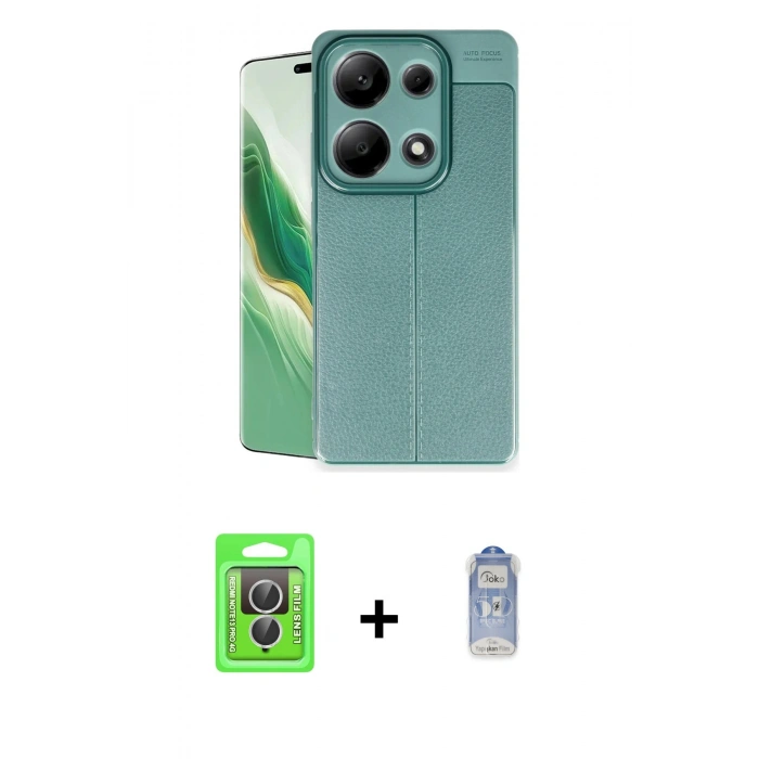 MARSİLYAN™- Redmi Note 13 Pro 4G Kılıf Doruk Klasik Özel Seri - Siyah Joko Magic 5D Cam + Raze Metal Kamera Lens - GS