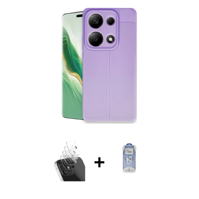 MARSİLYAN™- Redmi Note 13 Pro 4G Kılıf Doruk Klasik Özel Seri - Siyah Joko Magic 5D Cam + Kamera Lens Koruma Cam - SF