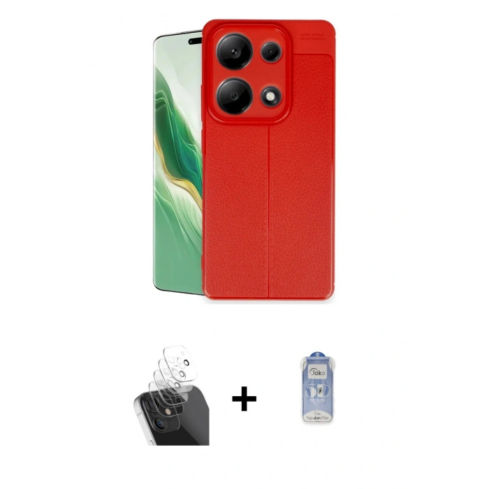 MARSİLYAN™- Redmi Note 13 Pro 4G Kılıf Doruk Klasik Özel Seri - Siyah Joko Magic 5D Cam + Kamera Lens Koruma Cam - SF