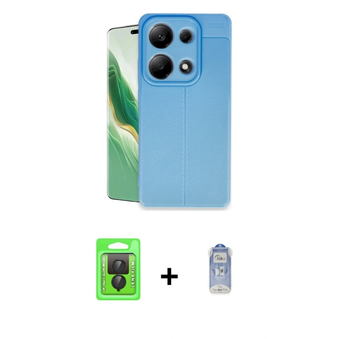 MARSİLYAN™- Redmi Note 13 Pro 4G Kılıf Doruk Klasik Özel Seri - Siyah Joko Magic 5D Cam + Raze Metal Kamera Lens - SH