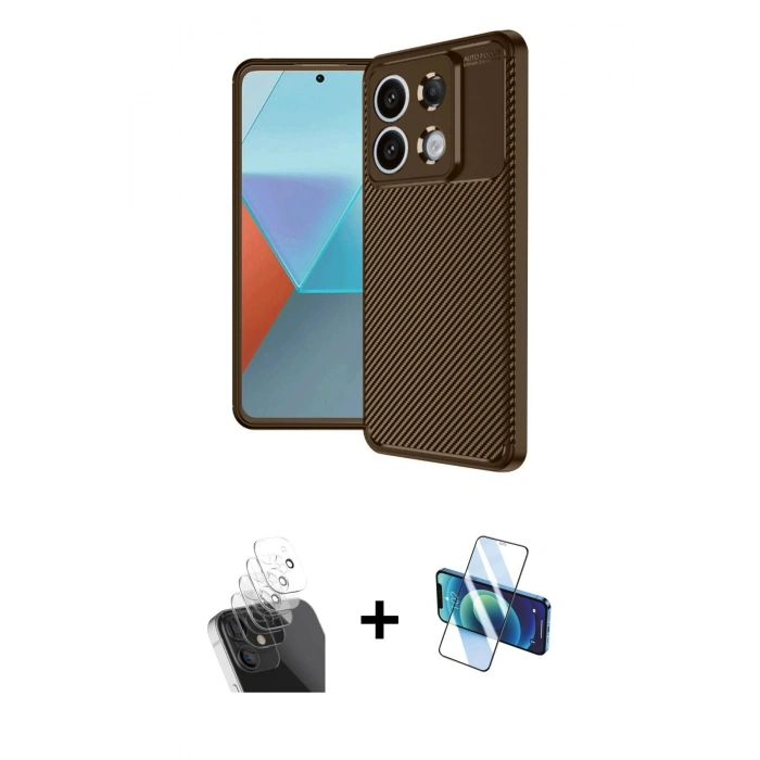 MARSİLYAN™- Redmi Note 13 Pro 4G Kılıf Eksen Form Prime - Siyah 3D Antistatik Seramik Nano Ekran Koruyucu + Kamera Lens Koruma Cam - SF