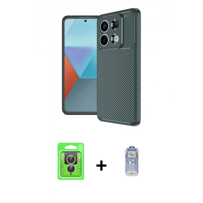 MARSİLYAN™- Redmi Note 13 Pro 4G Kılıf Eksen Form Prime - Siyah Joko Magic 5D Cam + Raze Metal Kamera Lens - GS