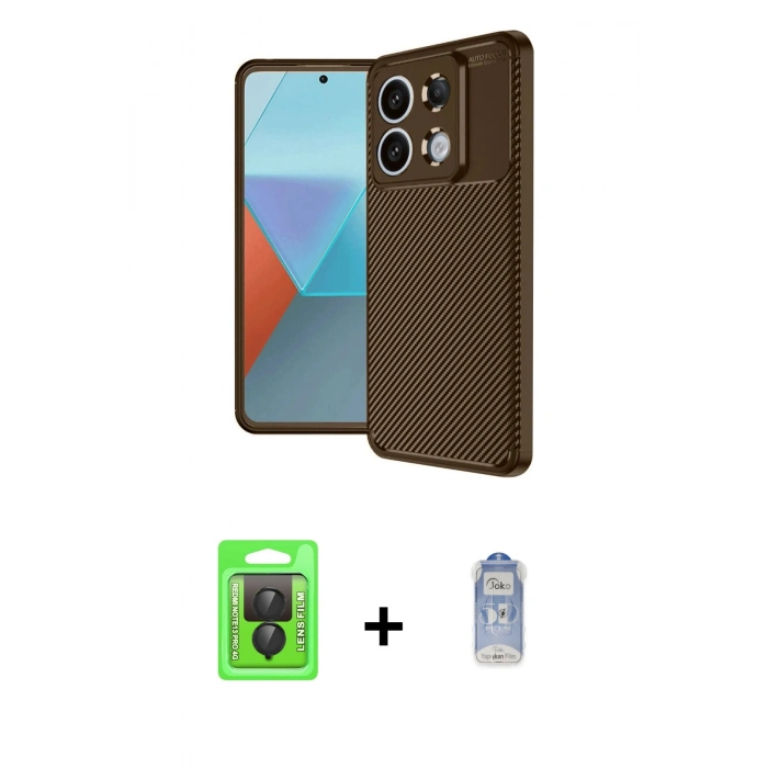MARSİLYAN™- Redmi Note 13 Pro 4G Kılıf Eksen Form Prime - Siyah Joko Magic 5D Cam + Raze Metal Kamera Lens - SH
