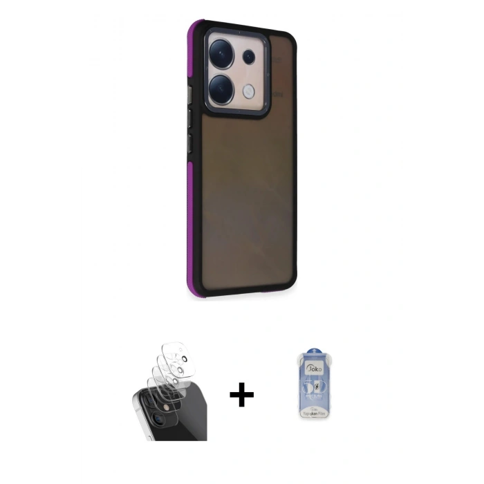 MARSİLYAN™- Redmi Note 13 Pro 4G Kılıf Eksen Işık - Siyah Joko Magic 5D Cam + Kamera Lens Koruma Cam - SF