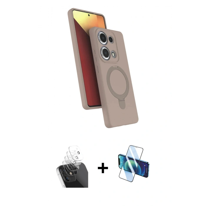 MARSİLYAN™- Redmi Note 13 Pro 4G Kılıf İz Işık Koleksiyonu - Siyah 3D Antistatik Seramik Nano Ekran Koruyucu + Kamera Lens Koruma Cam - SF