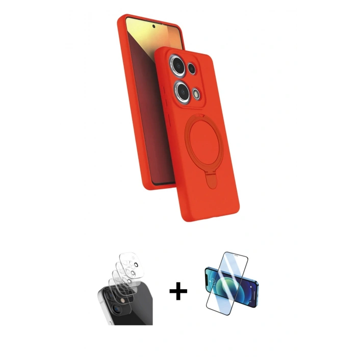 MARSİLYAN™- Redmi Note 13 Pro 4G Kılıf İz Işık Koleksiyonu - Siyah 3D Antistatik Seramik Nano Ekran Koruyucu + Kamera Lens Koruma Cam - SF