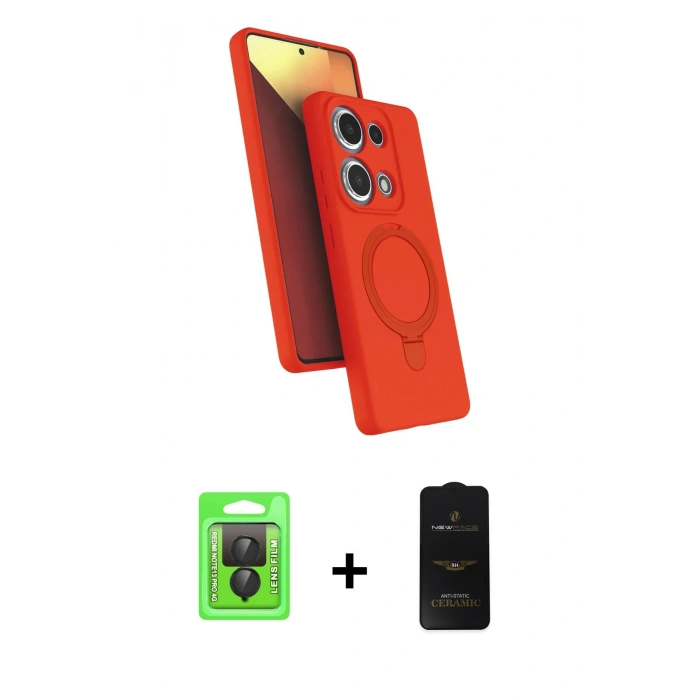 MARSİLYAN™- Redmi Note 13 Pro 4G Kılıf İz Işık Koleksiyonu - Siyah 6D Antistatik Mat Seramik Hayalet Nano Ekran Koruyucu + Raze Metal Kamera Lens - SH