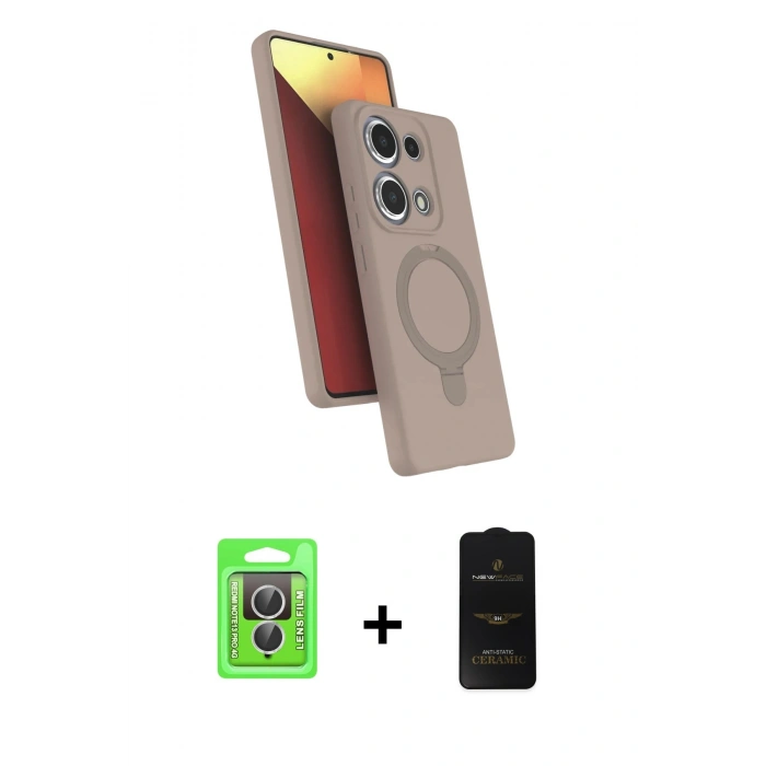 MARSİLYAN™- Redmi Note 13 Pro 4G Kılıf İz Işık Koleksiyonu - Siyah 6D Antistatik Mat Seramik Hayalet Nano Ekran Koruyucu + Raze Metal Kamera Lens - GS