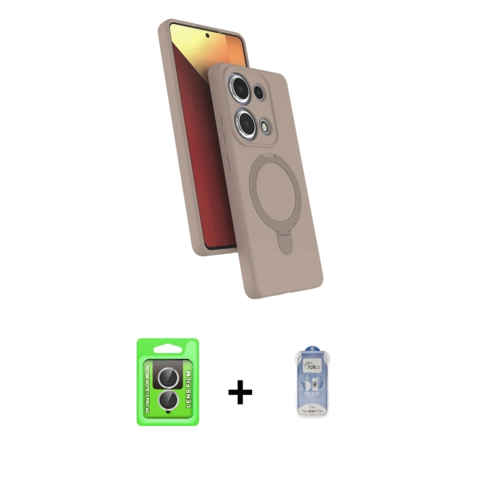 MARSİLYAN™- Redmi Note 13 Pro 4G Kılıf İz Işık Koleksiyonu - Siyah Joko Magic 5D Cam + Raze Metal Kamera Lens - GS