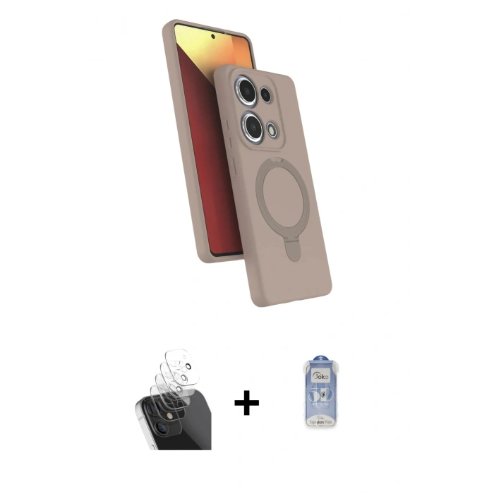 MARSİLYAN™- Redmi Note 13 Pro 4G Kılıf İz Işık Koleksiyonu - Siyah Joko Magic 5D Cam + Kamera Lens Koruma Cam - SF