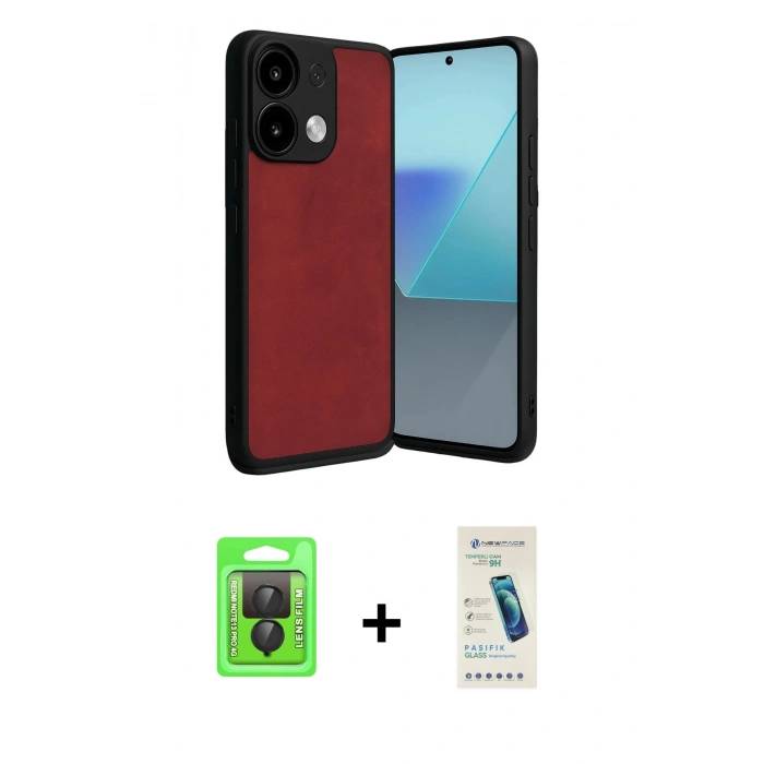 MARSİLYAN™- Redmi Note 13 Pro 4G Kılıf Kıvılcım Işık Serisi - Şeffaf Pasifik Cam Ekran Koruyucu + Siyah Raze Metal Kamera Lens