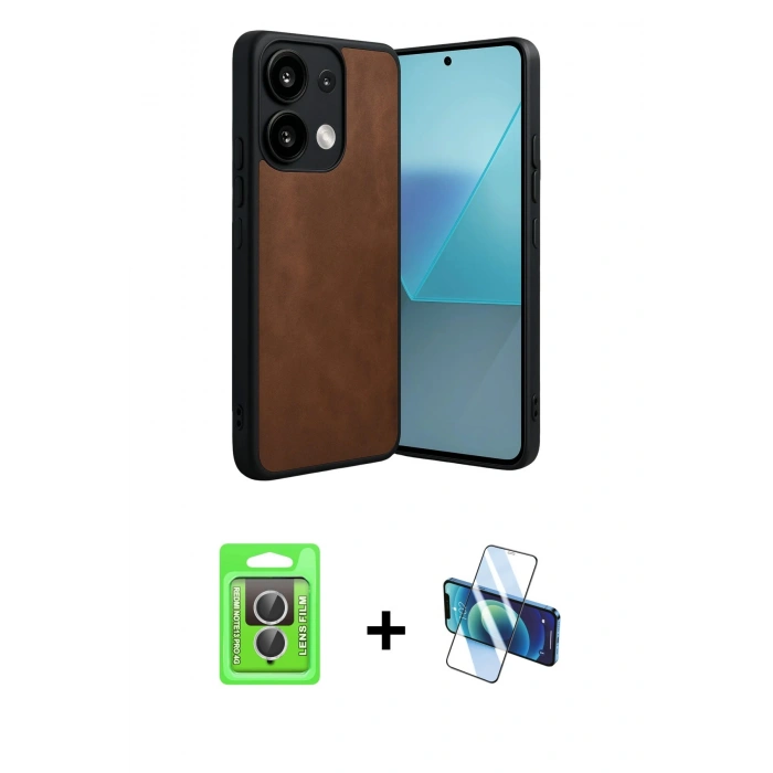 MARSİLYAN™- Redmi Note 13 Pro 4G Kılıf Kıvılcım Işık Serisi - Siyah 3D Antistatik Cam Ekran Koruyucu + Raze Metal Kamera Lens - GS