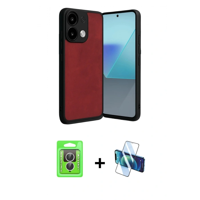 MARSİLYAN™- Redmi Note 13 Pro 4G Kılıf Kıvılcım Işık Serisi - Siyah 3D Antistatik Cam Ekran Koruyucu + Raze Metal Kamera Lens - GS