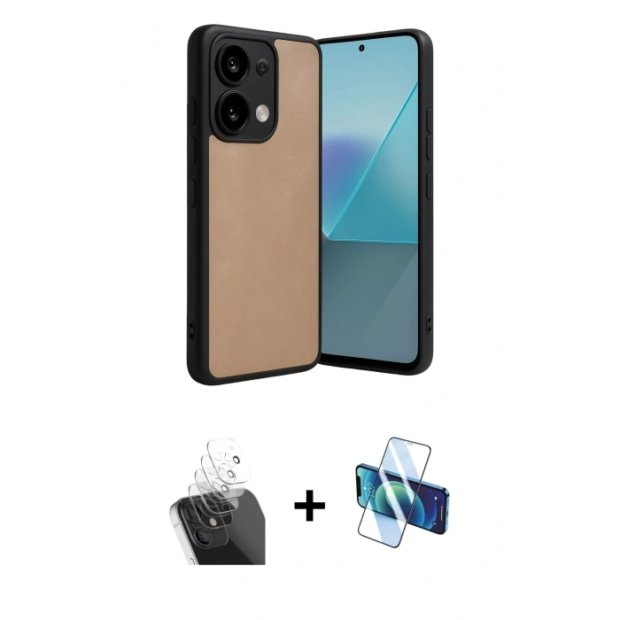 MARSİLYAN™- Redmi Note 13 Pro 4G Kılıf Kıvılcım Işık Serisi - Siyah 3D Antistatik Cam Ekran Koruyucu + Şeffaf Kamera Lens Koruma Cam