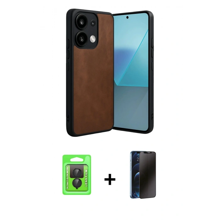 MARSİLYAN™- Redmi Note 13 Pro 4G Kılıf Kıvılcım Işık Serisi - Siyah 3D Antistatik Hayalet Cam Ekran Koruyucu + Raze Metal Kamera Lens - SH