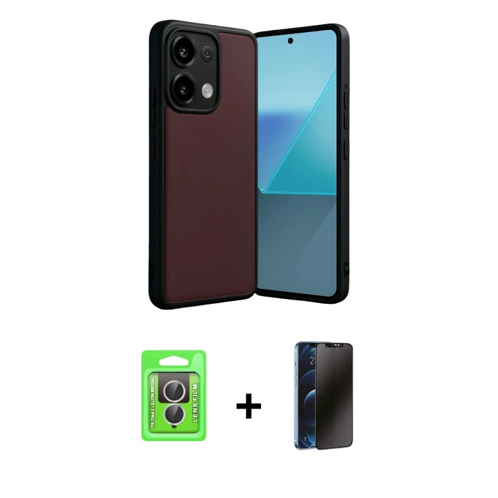 MARSİLYAN™- Redmi Note 13 Pro 4G Kılıf Kıvılcım Işık Serisi - Siyah 3D Antistatik Hayalet Cam Ekran Koruyucu + Raze Metal Kamera Lens - GS